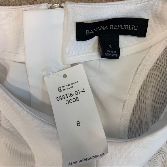 BANANA republic ponte white sleeveless mesh skater dress Sz 8 NWT - Picture 8 of 13